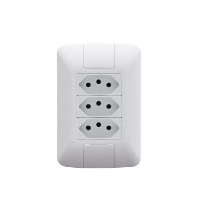 Conjunto 4x2 com 3 Tomadas 2P+T 10 A 250 V Tramontina Aria Branco