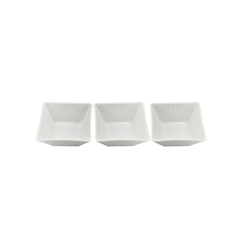 Jogo De Petisqueira Bowl Full Fit em Porcelana 80ml Gourmet Quadrada com 3 Peças.