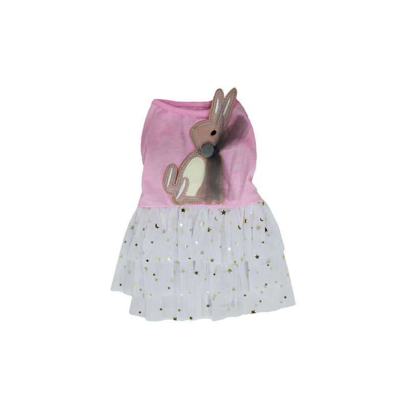 VESTIDO PARA PETS ROSA E BRANCO - M