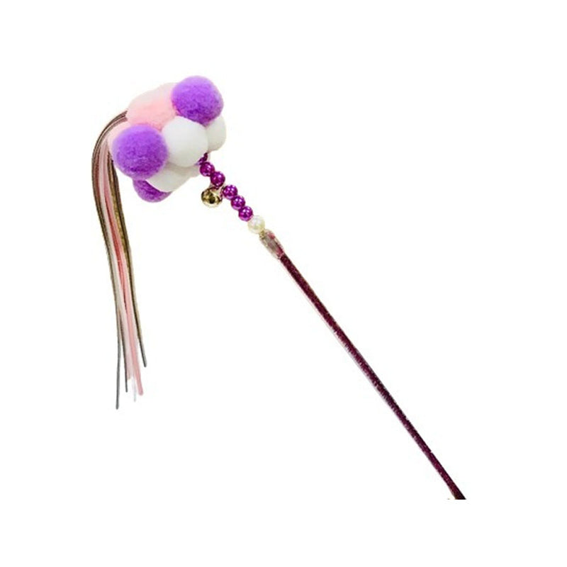 Brinquedo Varinha Para Gato 40cm Com Fitas - Roxo