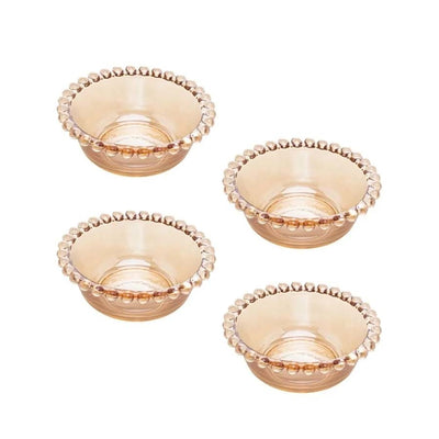 Conjunto de Bowl cristal pearl âmbar com 4 peças.