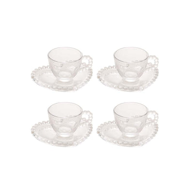 CONJUNTO DE XÍCARAS CAFÉ CRISTAL COM PIRES CORAÇÃO PEARL 85ml