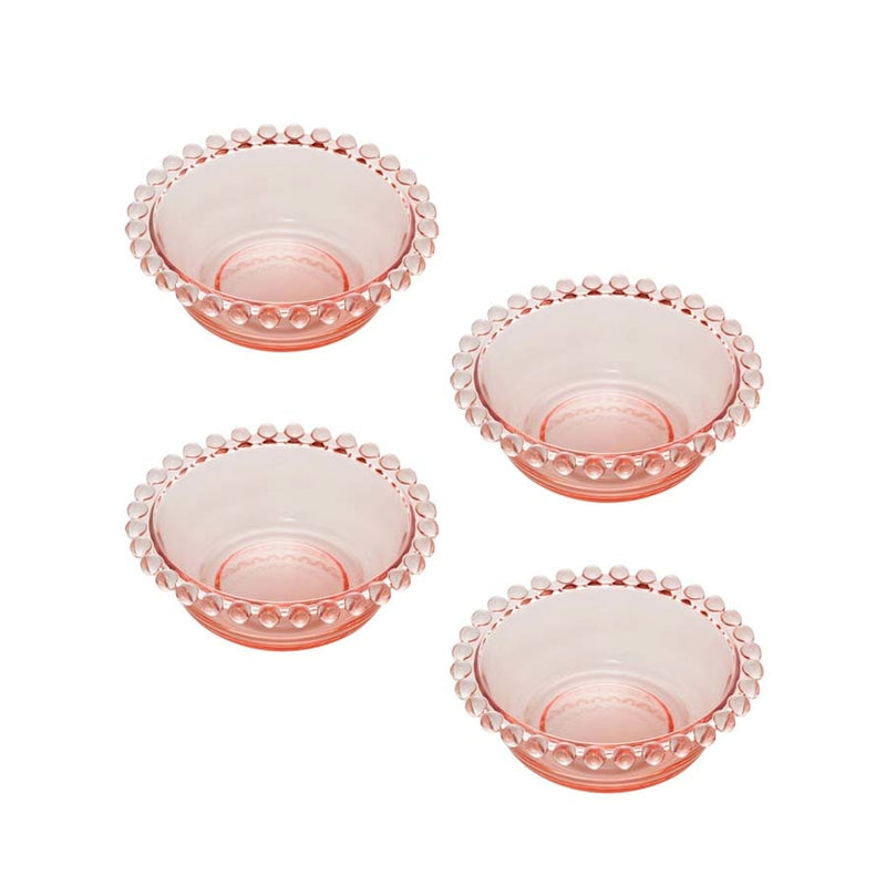 Conjunto de Bowl cristal pearl ROSA com 4 peças.