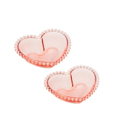 Conjunto 2 Bowls Cristal Coração Pearl ROSA 15X13X5cm - Wolff