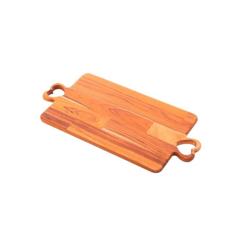 Bandeja de madeira com alça coração Woodart Teca 47x23x2cm