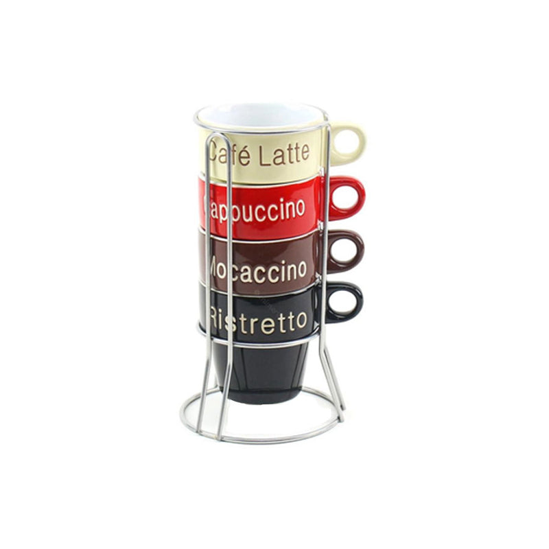 Conjunto 4 Xícaras Café Porcelana com Suporte 220ml