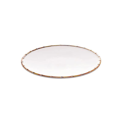 Prato Raso Em Melamina Bon Gourmet Bambu Branco 27cm