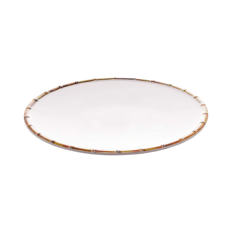 PRATO SOBREMESA MELAMINA BAMBU BRANCO 22cm