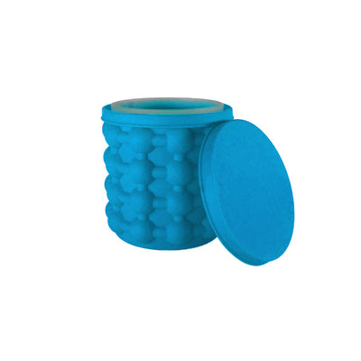 Copo Cooler Para Latas, Garrafas E Forma De Gelo Em Silicone - Azul