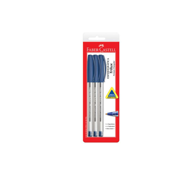 Caneta Esferografica 1,0mm Trilux 032 Azul C/3 Unidades - Sm/032az