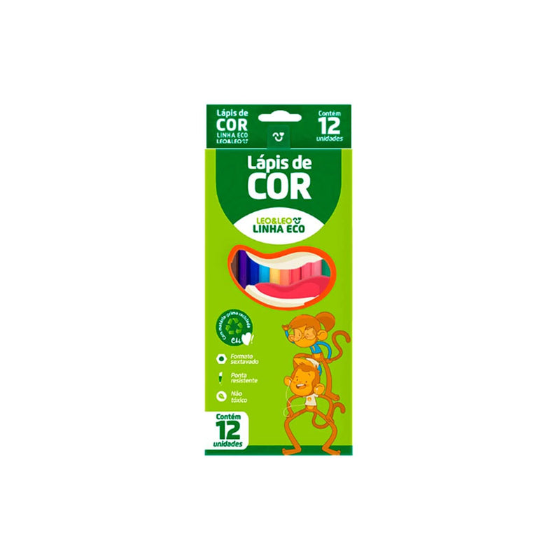 Lápis de Cor Eco Sextavado 12 Cores Leo&Leo