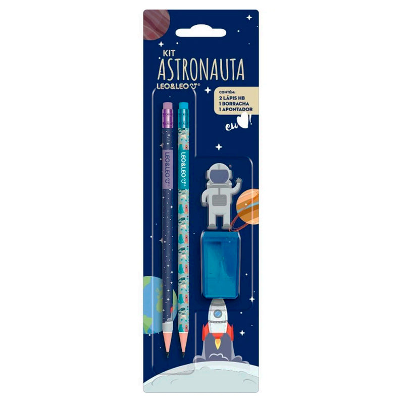 Kit Escolar Astronauta Hb Com 04 Peças - Leo & Leo