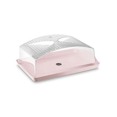 BOLEIRA RETANGULAR DE PLÁSTICO ROSA TRANSLÚCIDO