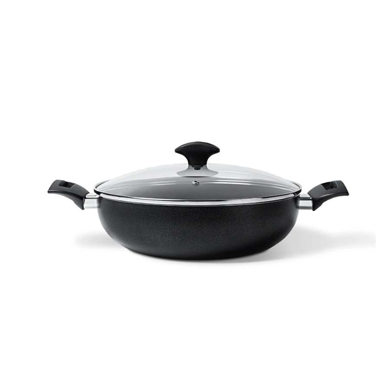 Panela Wok Ø28 cm com tampa e alças 3,55L Masala Ø 28 x 8 cm 3,55 L - Preto Brinox