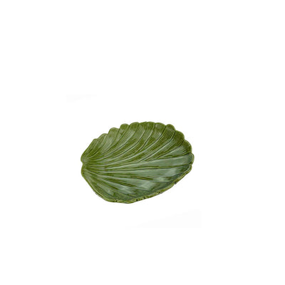 PRATO DECORATIVO EM CERÂMICA LYOR BANANA LEAF 19X16X3,5CM VERDE