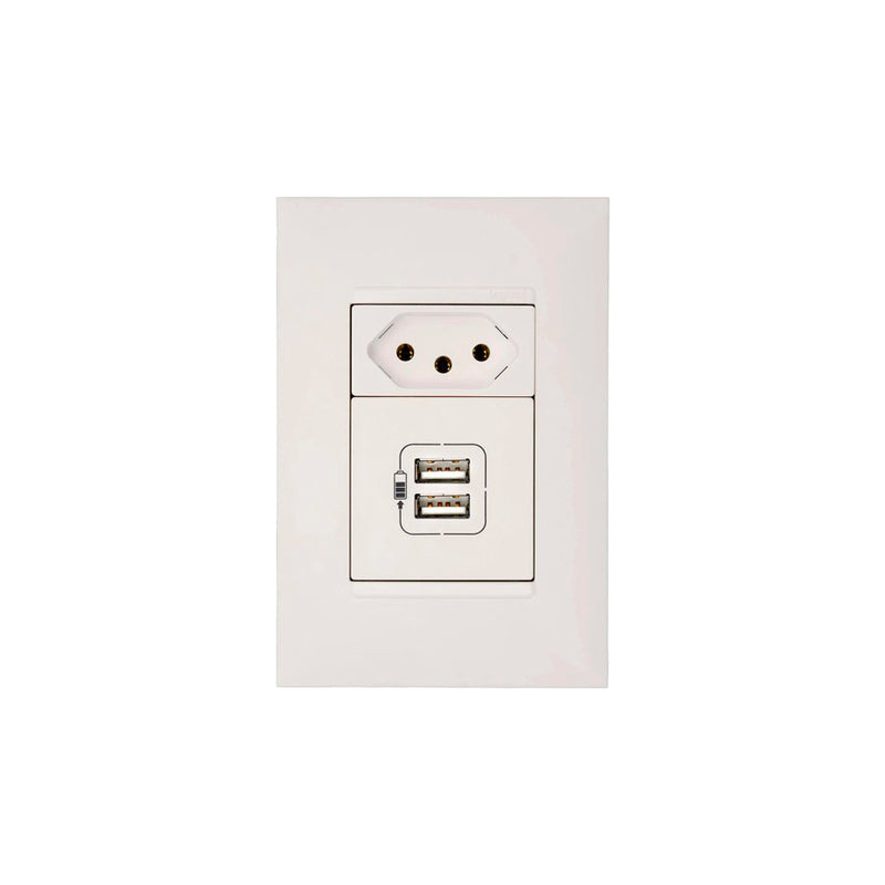 Carregador Usb 2 M 2.400 Ma - Pial Plus, 615093Bc - Branco