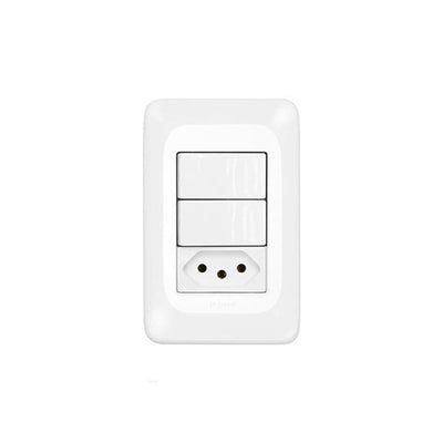 Interruptor Duplo 2 Teclas Simples com 1 Tomada 2P+T 10A 4x2 Pop