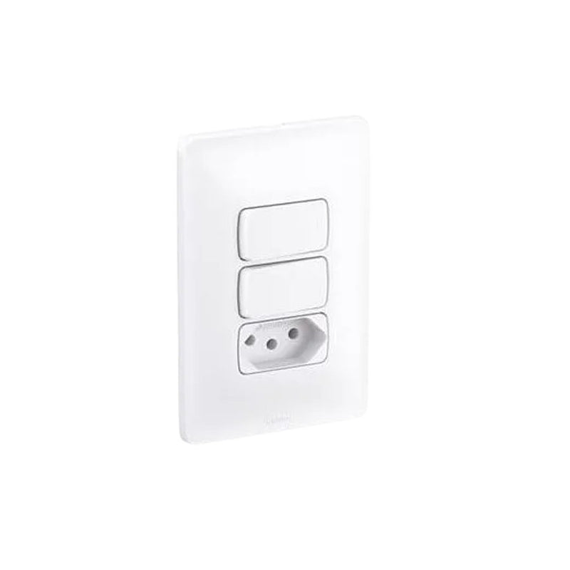 Pial Zeffia 2 Interruptores Simples + 1 Tomada 2P+T 10A 250V