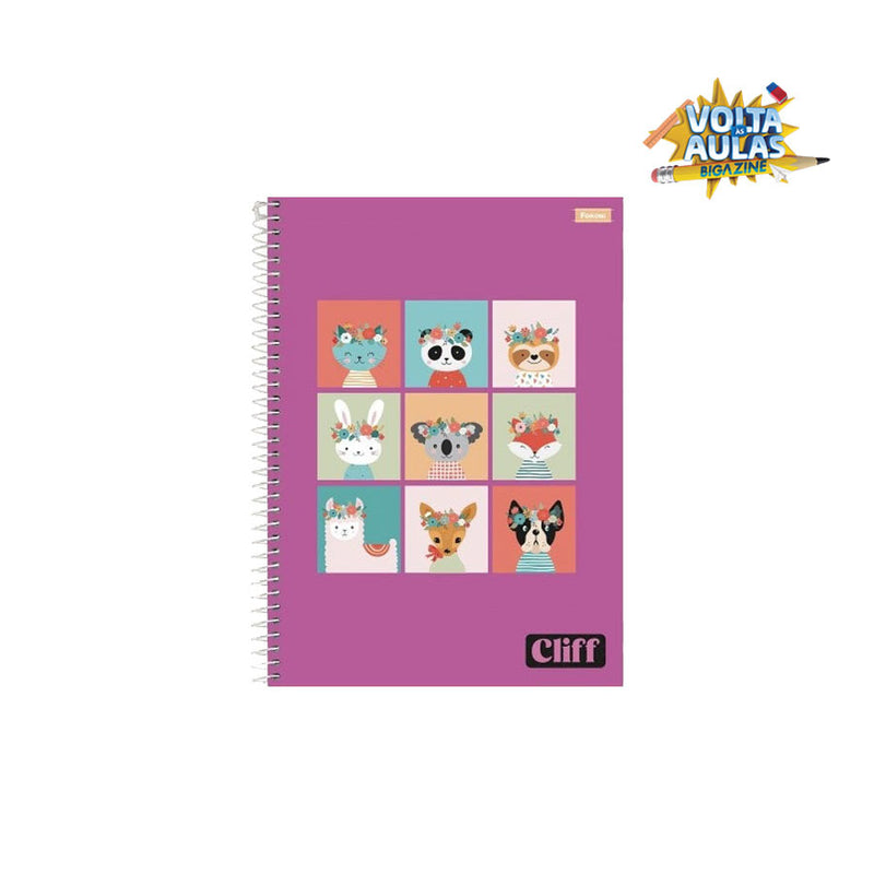 Caderno Espiral Capa Dura Universitário 15 Matérias Cliff 240Fls Feminino