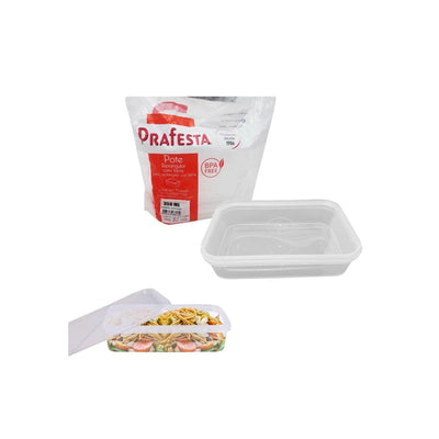 Pote Retangular 350ml com Lacre 10 Unidades