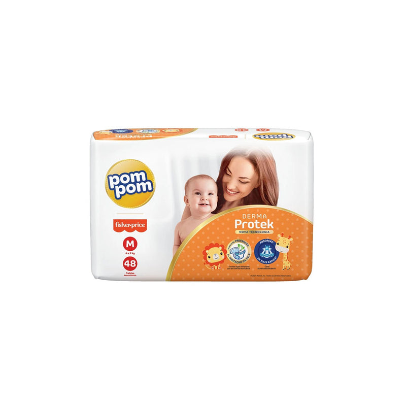 Fralda Descartáveis Pom Pom Derma Protek M - 48 Unidades