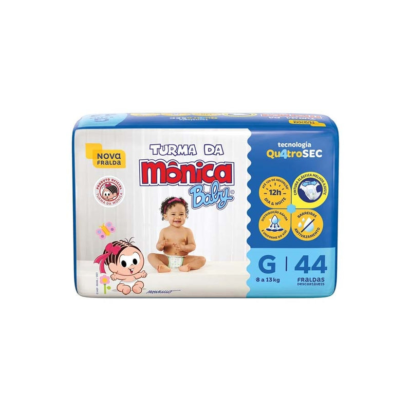 Fralda Descartável Turma Da Mônica Baby G Pacote 44 Unidades