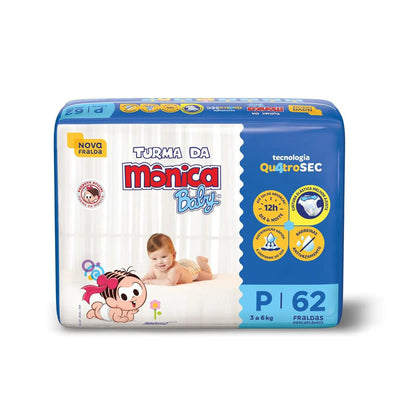 Fralda Turma Da Mônica Baby Mega P Com 62unidades