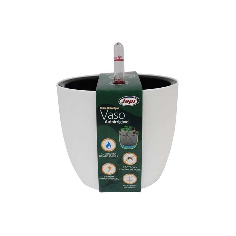 VASO PLÁSTICO AUTOIRRIGAVÉL BOTANIQUE BRANCO COMPATÍVEL COM POTE Nº 15