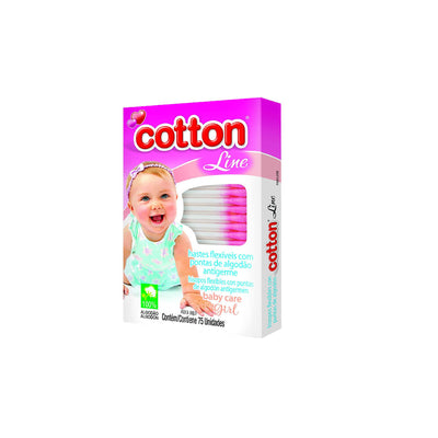 Hastes Flexíveis Cartucho Com Visor Baby Care Girl Com75 Unid - Cotton Line