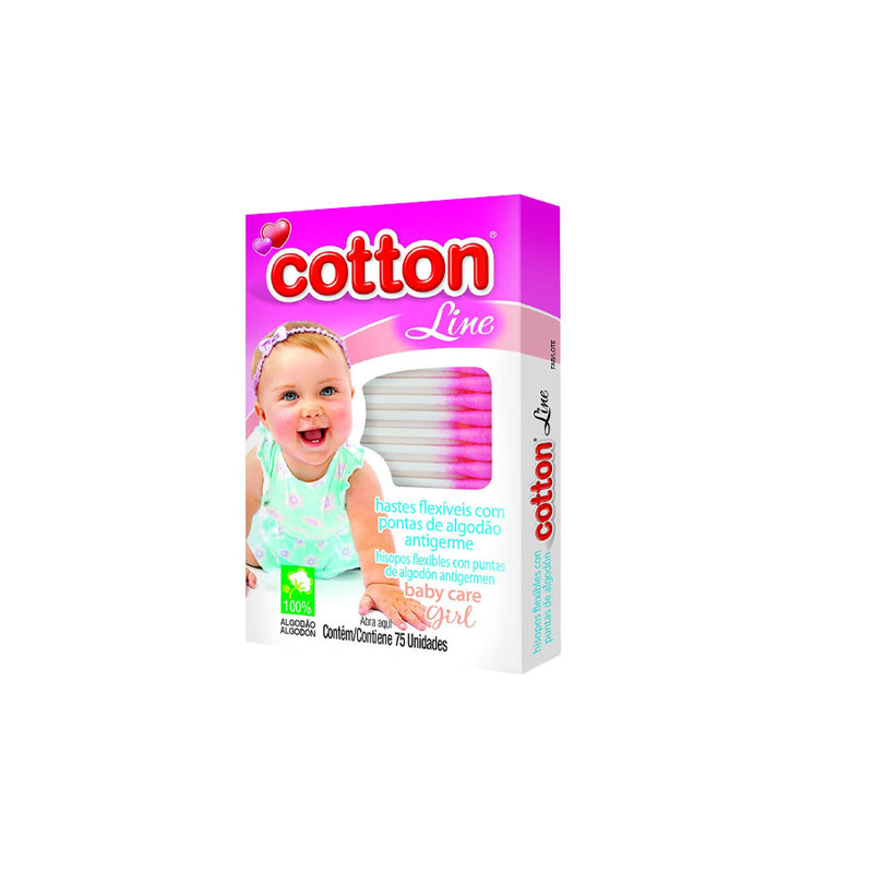 Hastes Flexíveis Cartucho Com Visor Baby Care Girl Com75 Unid - Cotton Line