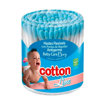 Hastes Flexíveis Cotton Line pote, azul com 150 unidades