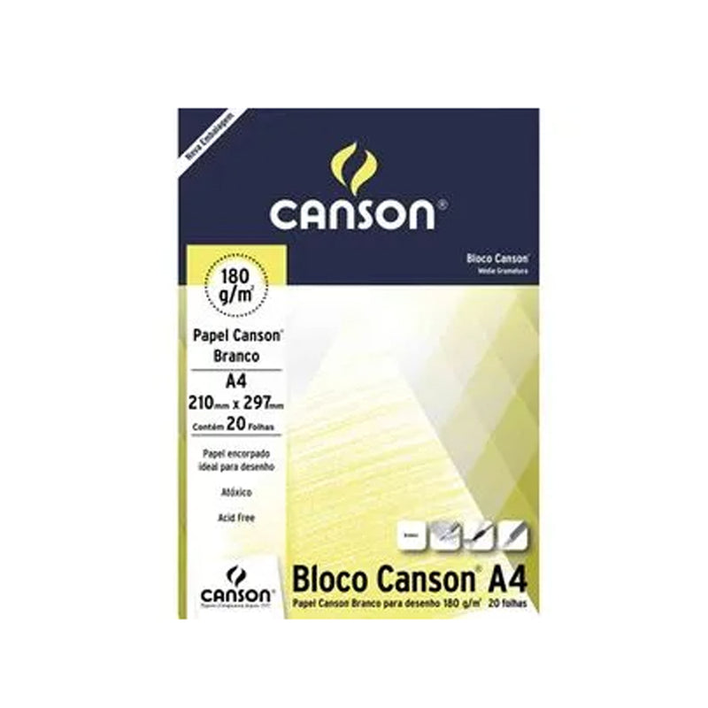 Bloco de Desenho Estudante Branco com 20 Folhas - Canson