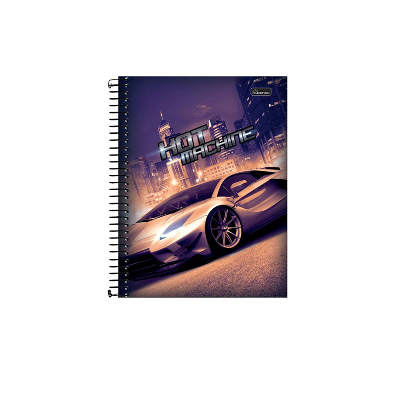Caderno Espiral Capa Dura HOT MACHINE 96 FOLHAS 1 MATÉRIA - Cadersil