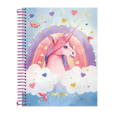 Caderno universitário 15 matérias capa dura Unicorn I Believe