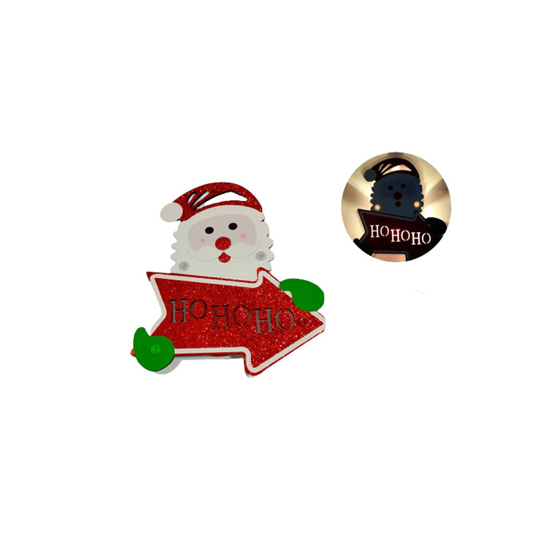Enfeite Decorativo de Natal Papai Noel 3D Mdf com Led 20 cm