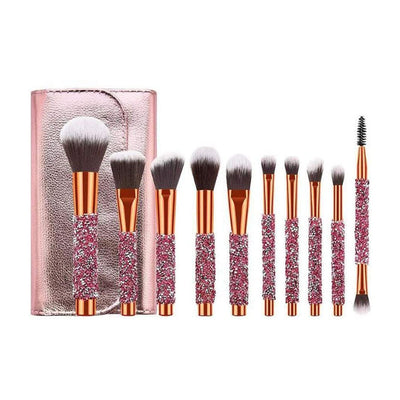 Kit de Pinceis para Maquiagem com Estojo Rosa