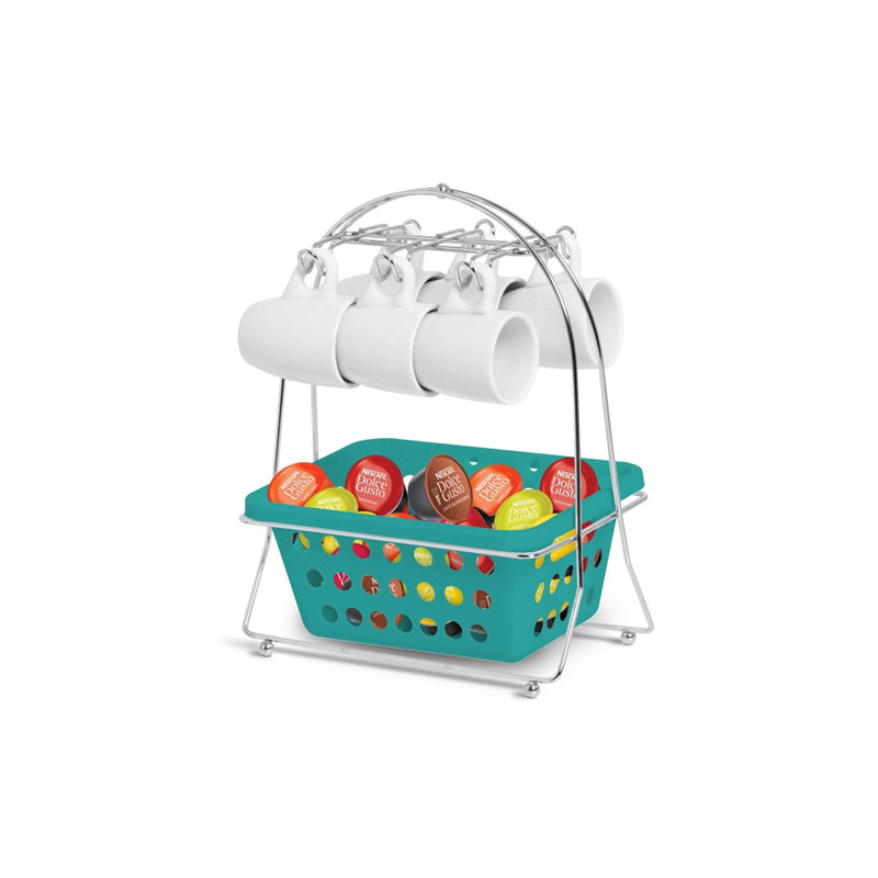 Suporte para Xícara e Organizador Azul Turquesa - Niquelart