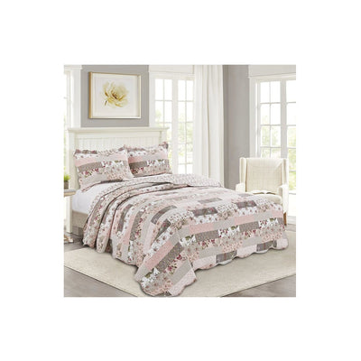 Colcha Queen Berna Camesa Evolution Patchwork 240x260CM Rosa