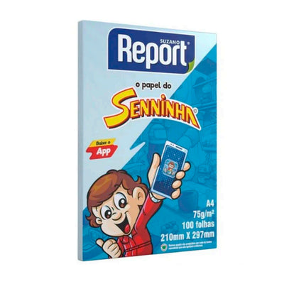 Papel Sulfite Report Senninha A4 Com 100 Folhas Azul 75G