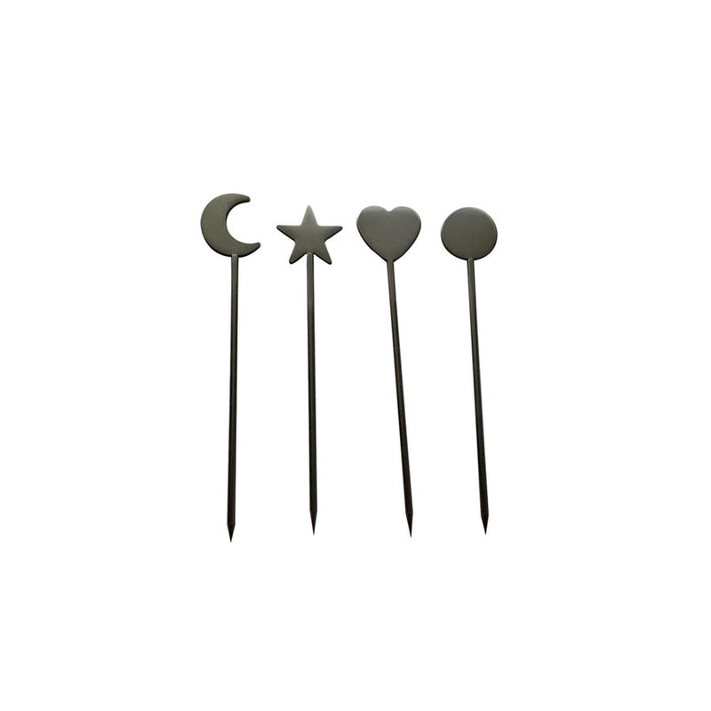 Conjunto Aperitivo 4 Peças Inox 11,5cm -Preto