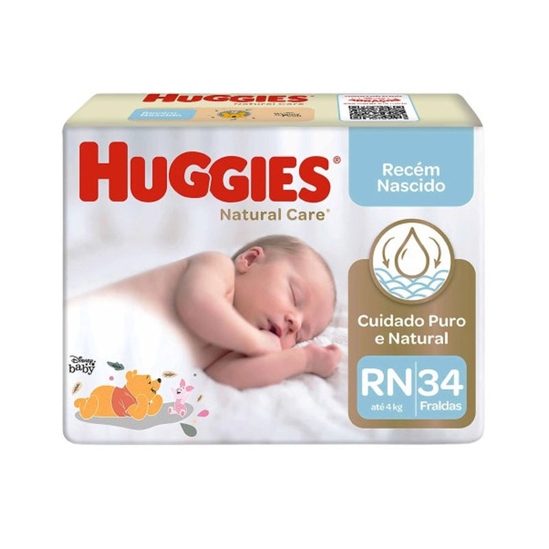 Fralda Huggies Natural Care RN com 34 Unidades