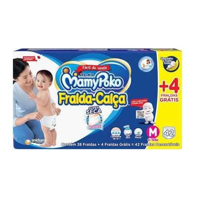 Fralda Calça MamyPoko Super Seca Jumbo M 38 + 4 Unidades