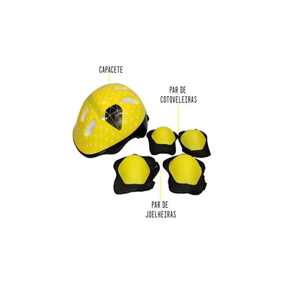 Patins 4 Rodas Infantil Inline e Kit de Proteção