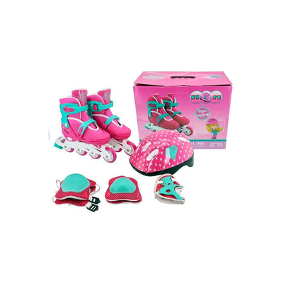 Patins Roller Infantil Ajustável Rosa Unitoys