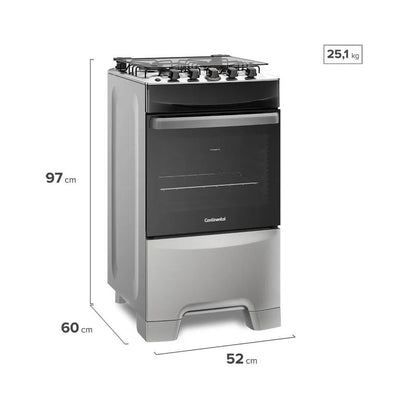 Fogão 4 Bocas Mesa de Inox Silver Continental FC4IS