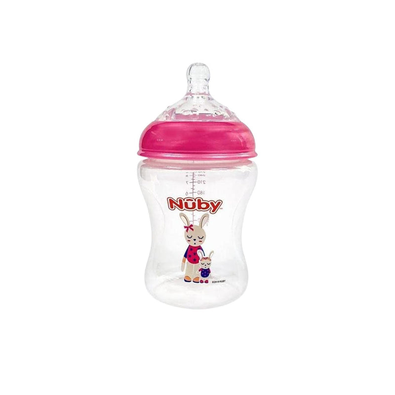 Mamadeira Anatômica Brilha no Escuro Rosa 270ml Nuby