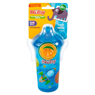 Copo Decorado com Bico Rígido Azul - Nuby 270ml