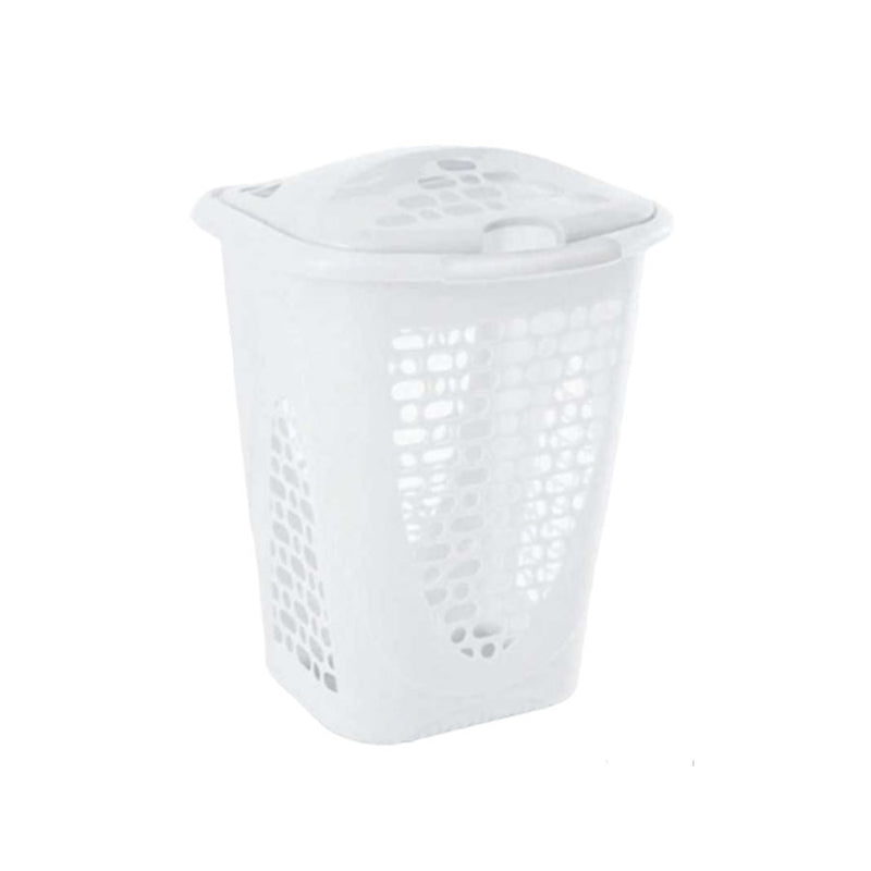 Cesto Telado Para Roupas Com Tampa 50L - Branco