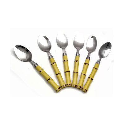 Conjunto 6 Colheres Para Mesa De Aço Inox Com Cabo De Plástico Bambu - Lyor
