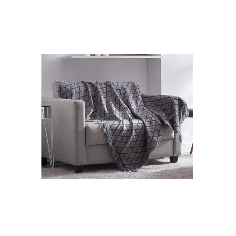 Manta Para Sofá Jacquard Casablanca Vitral Castor Cinza 1,40m x 2,10m - Adomes